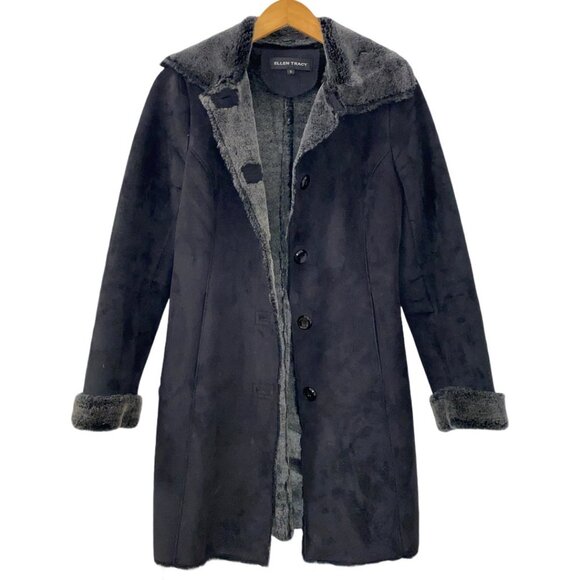 Ellen Tracy Fur Trimmed Black Jacket - Picture 5 of 16